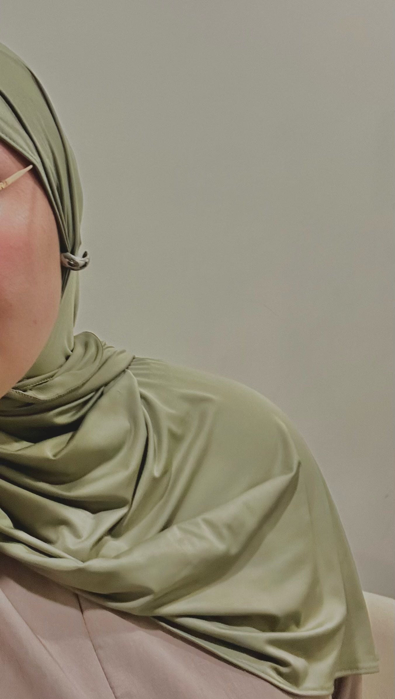 Hijab en jersey fluide - Vert sauge